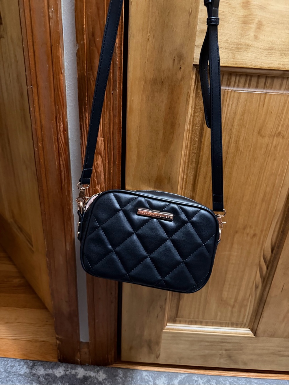Quilted Black Crossbody Bag with Gold Hardware